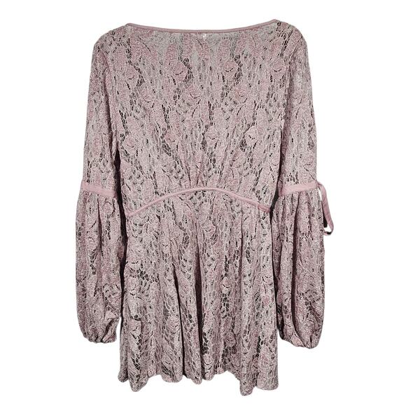 Free People Ruby Crochet Lace Mini Dress Mauve Size S * Dress ONLY - No Slip! - Picture 5 of 13